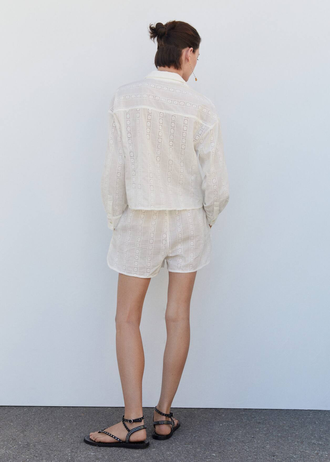 Embroidered cotton shirt -  Women | Mango USA | MANGO (US)