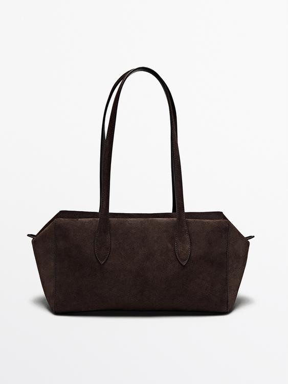 Split suede leather west satchel bag | Zara US