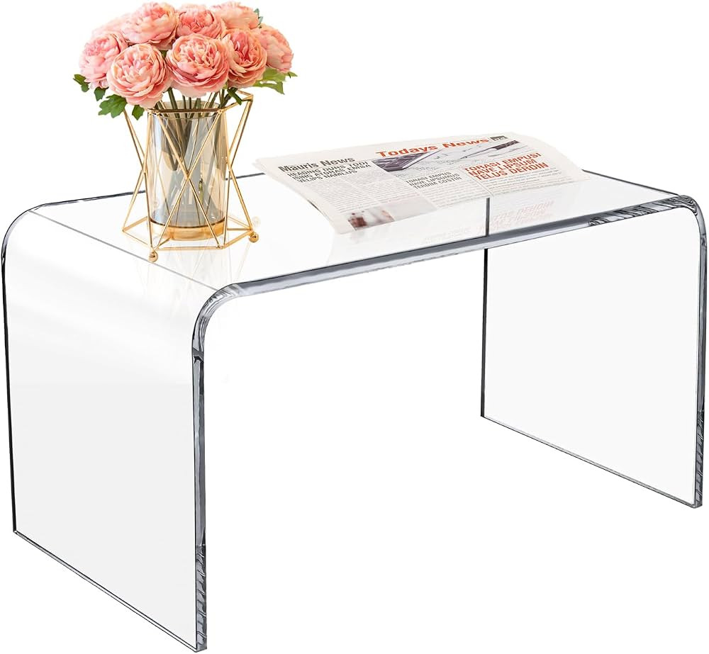 Acrylic Coffee Table, 32" x 16" x 16" x 3/5'' Thick Clear Modern All Acrylic Waterfall Living Roo... | Amazon (US)