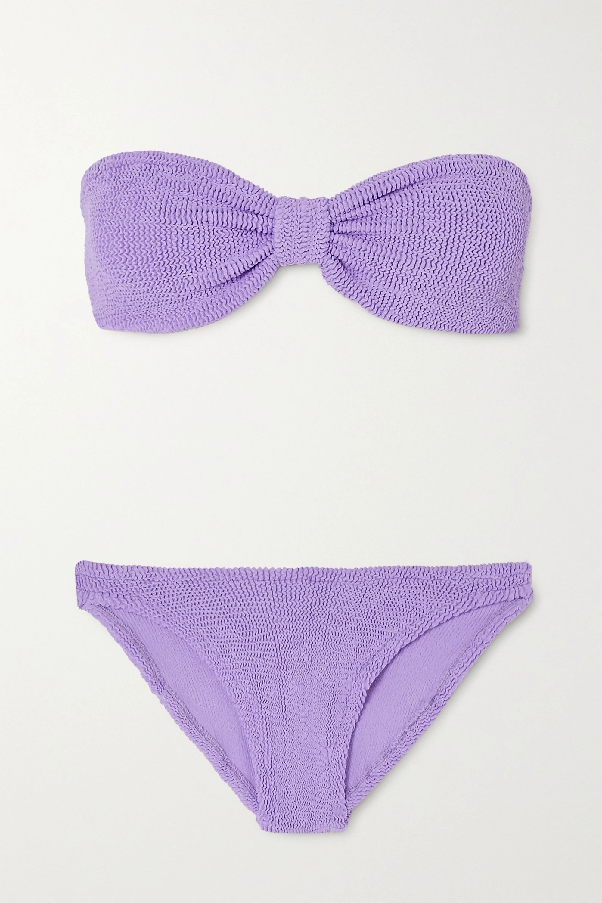 Lilac Jean seersucker bandeau bikini | Hunza G | NET-A-PORTER | NET-A-PORTER (US)