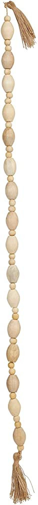Creative Co-Op 60" L Mango Wood Bead Jute Tassels Garland, Off-White | Amazon (US)
