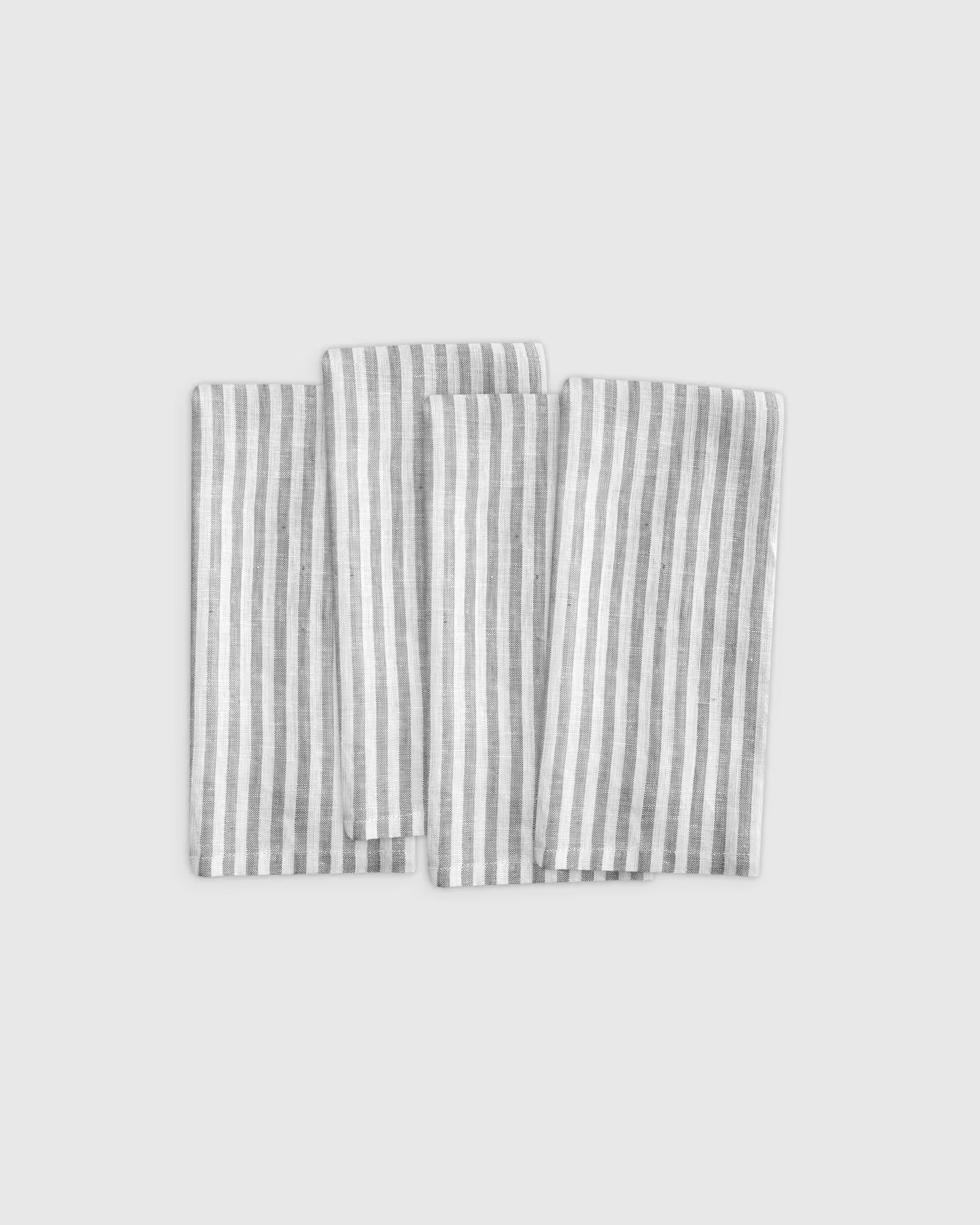 European Linen Stripe Napkins in Grey/white Stripe | Quince