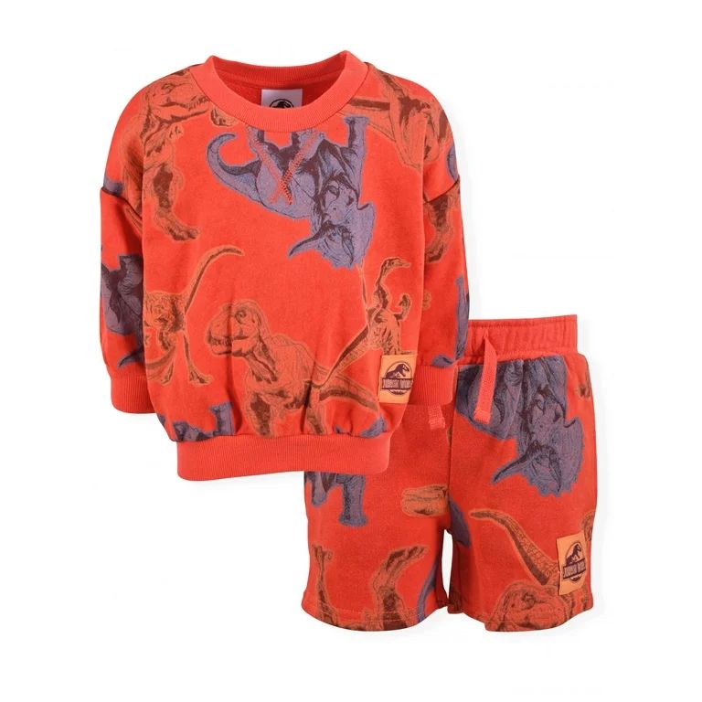 Jurassic World Baby and Toddler Boy French Terry Sweatshirt and Shorts Outfit Set, 2-Piece, Sizes... | Walmart (US)