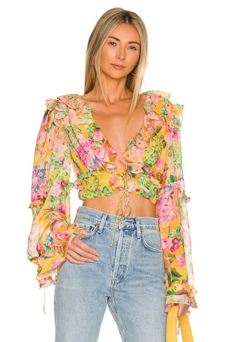 For Love & Lemons Nina Top in Yellow from Revolve.com | Revolve Clothing (Global)