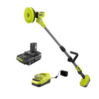 ONE+ 18V Cordless Telescoping Power Scrubber and 2.0 Ah Compact Battery and Charger Starter Kit | The Home Depot