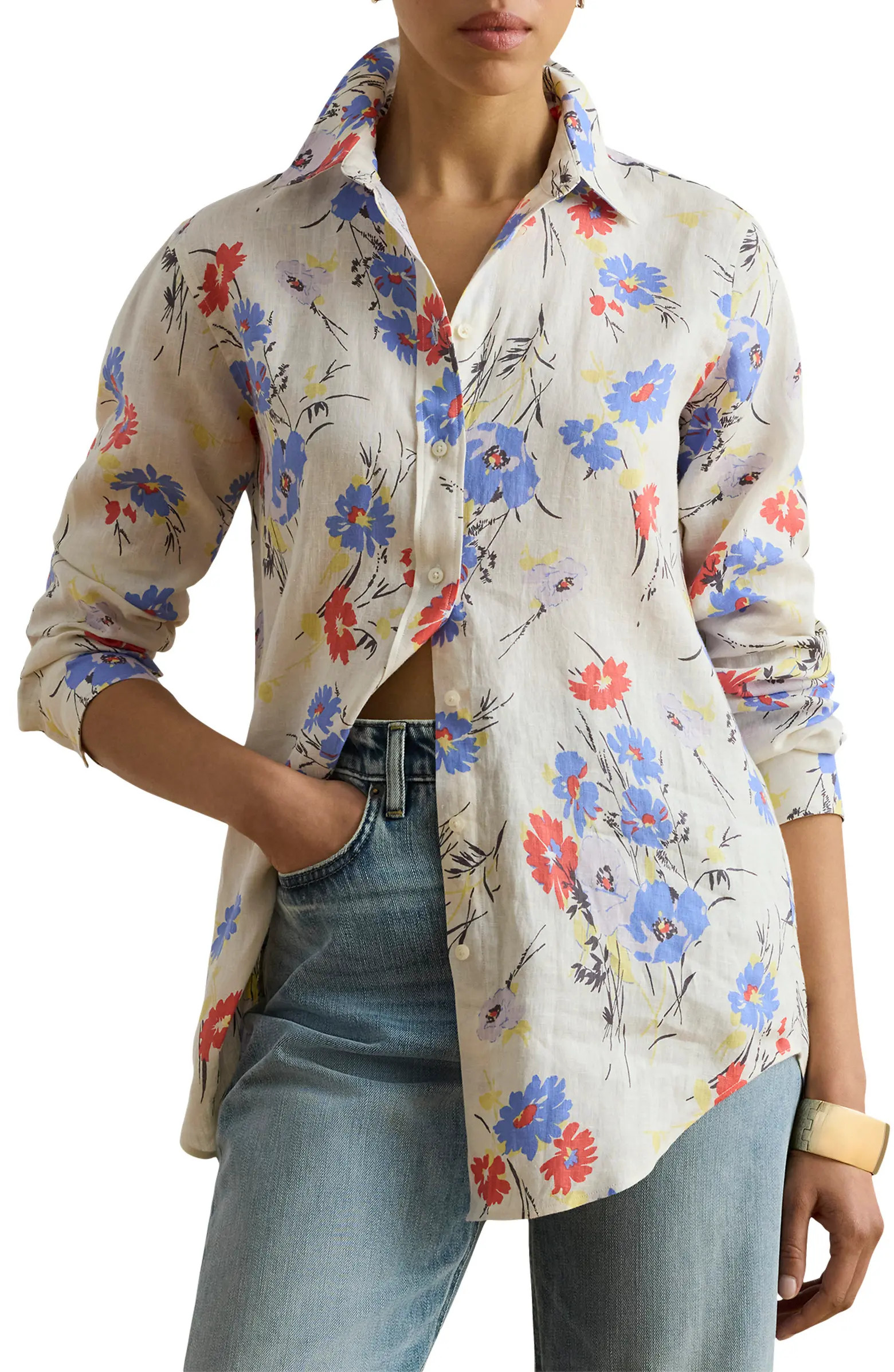 Karrie Tissue Linen Button-Up Shirt | Nordstrom
