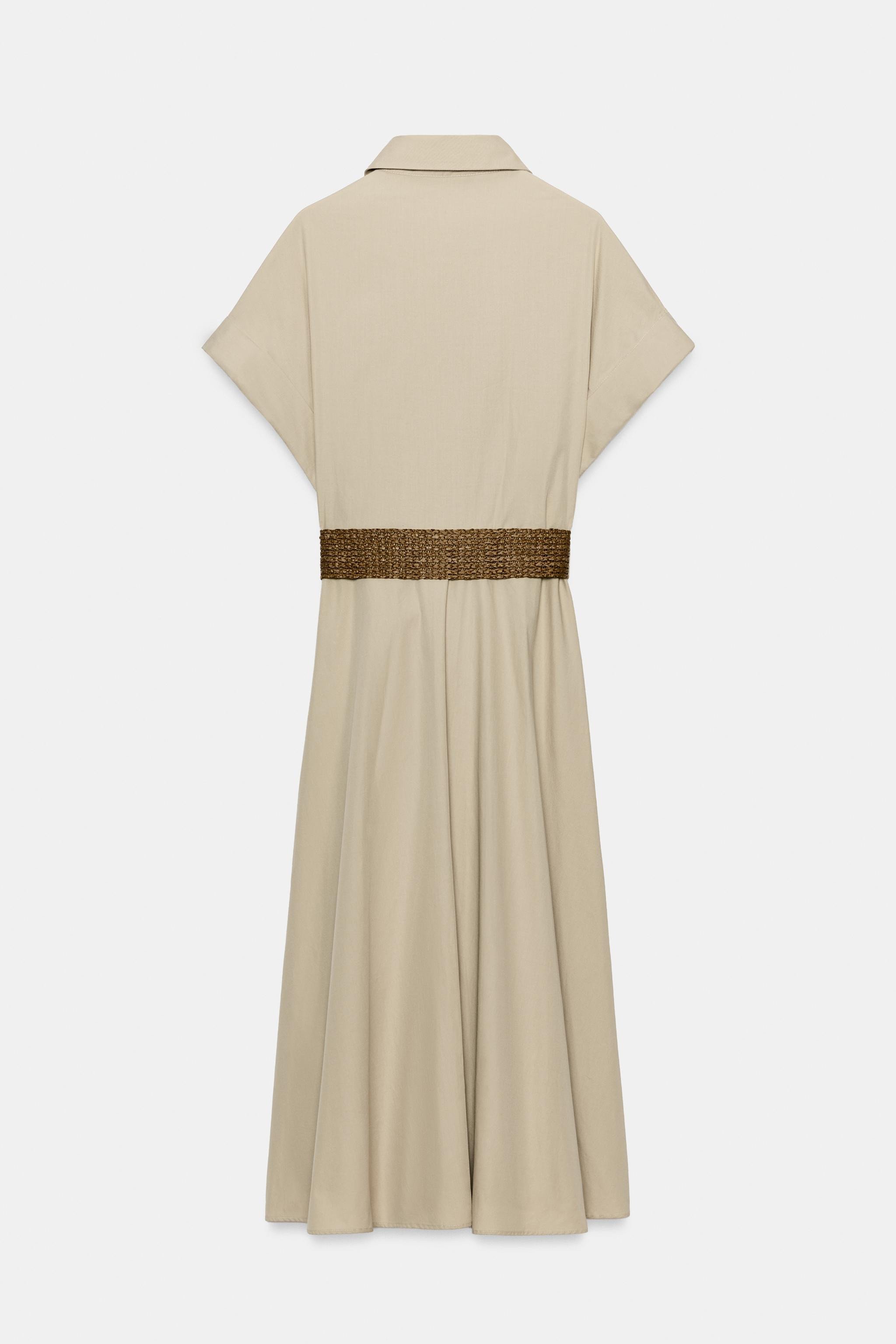 MIDI POPLIN DRESS WITH BELT | Zara UK