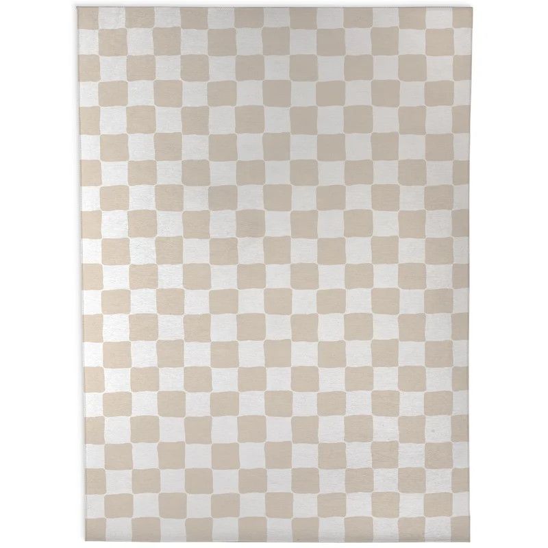 Euris Checkered Beige/White Area Rug | Wayfair North America