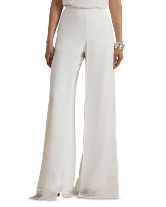 Chiffon Trim Georgette Wide Leg Pant | Bloomingdale's (US)