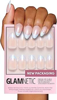 Glamnetic Press On Nails - Blueberry Icing | Short Almond Baby Blue French Tip Nails with a Glaze... | Amazon (US)