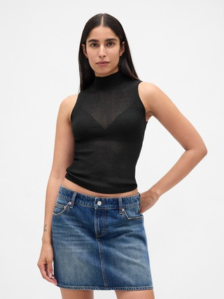 Sheer Rib Mockneck Tank Top | Gap (US)
