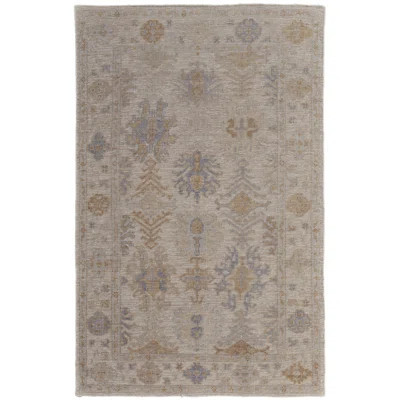 Wendover Transitional Oriental, Beige/Gray Area Rug | Perigold