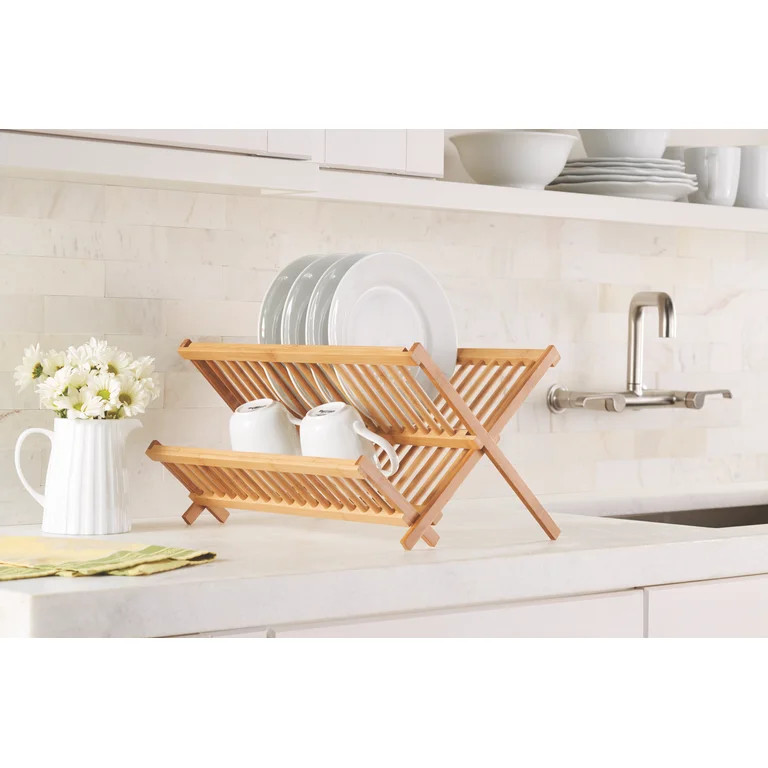 Better Homes & Gardens Natural Bamboo Dish Rack, 17.72'' x 12.28'' | Walmart (US)