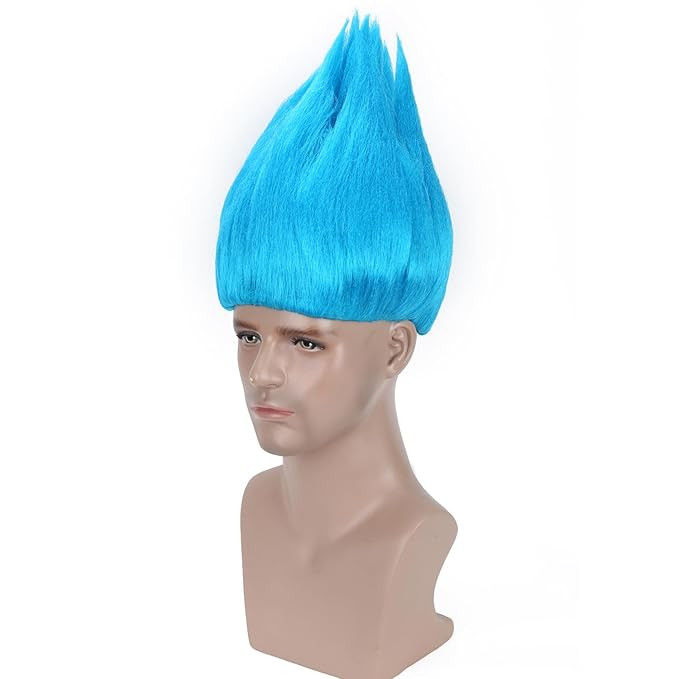 MAGQOO Light Blue Flame Shape Hair Cosplay Costume Party Light Blue Short Straight Spiky Wig | Amazon (US)