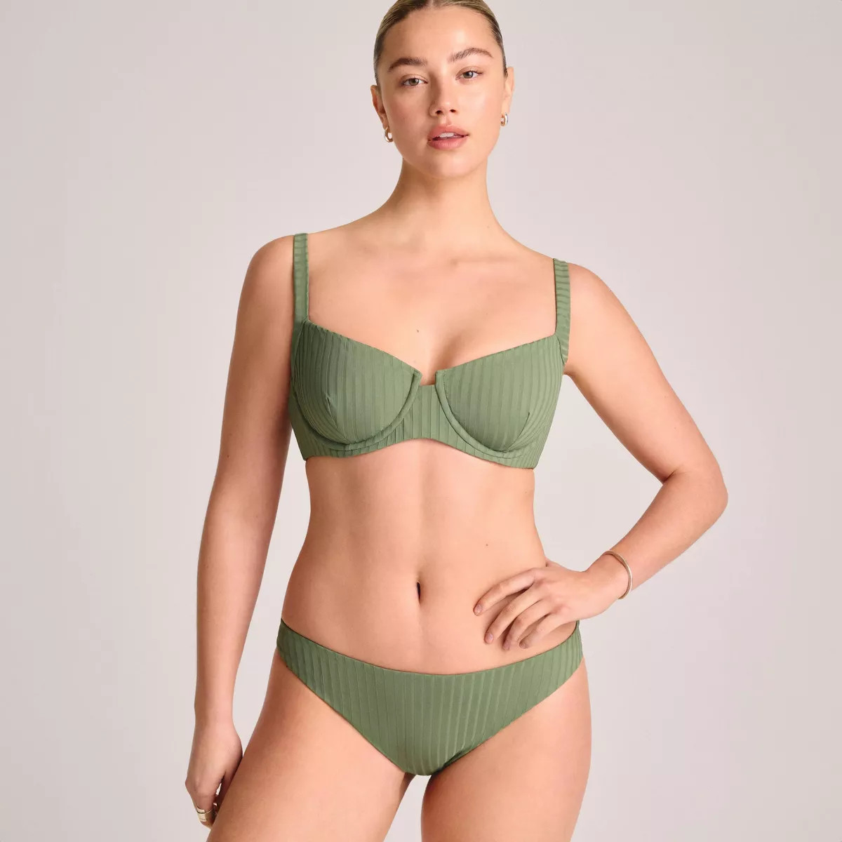 Vitamin A Women's Ribbed Demi Underwire Bikini Top - Green | Target
