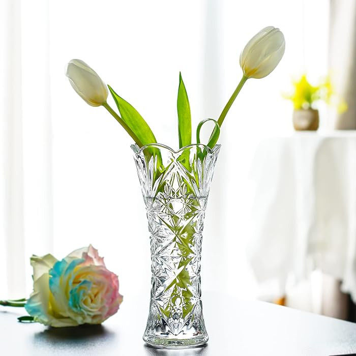 Kanpura 7.6" Clear Glass Flower Vase,Thickened Crystal Glass Vase for Flowers & Christmas Decor,S... | Amazon (US)