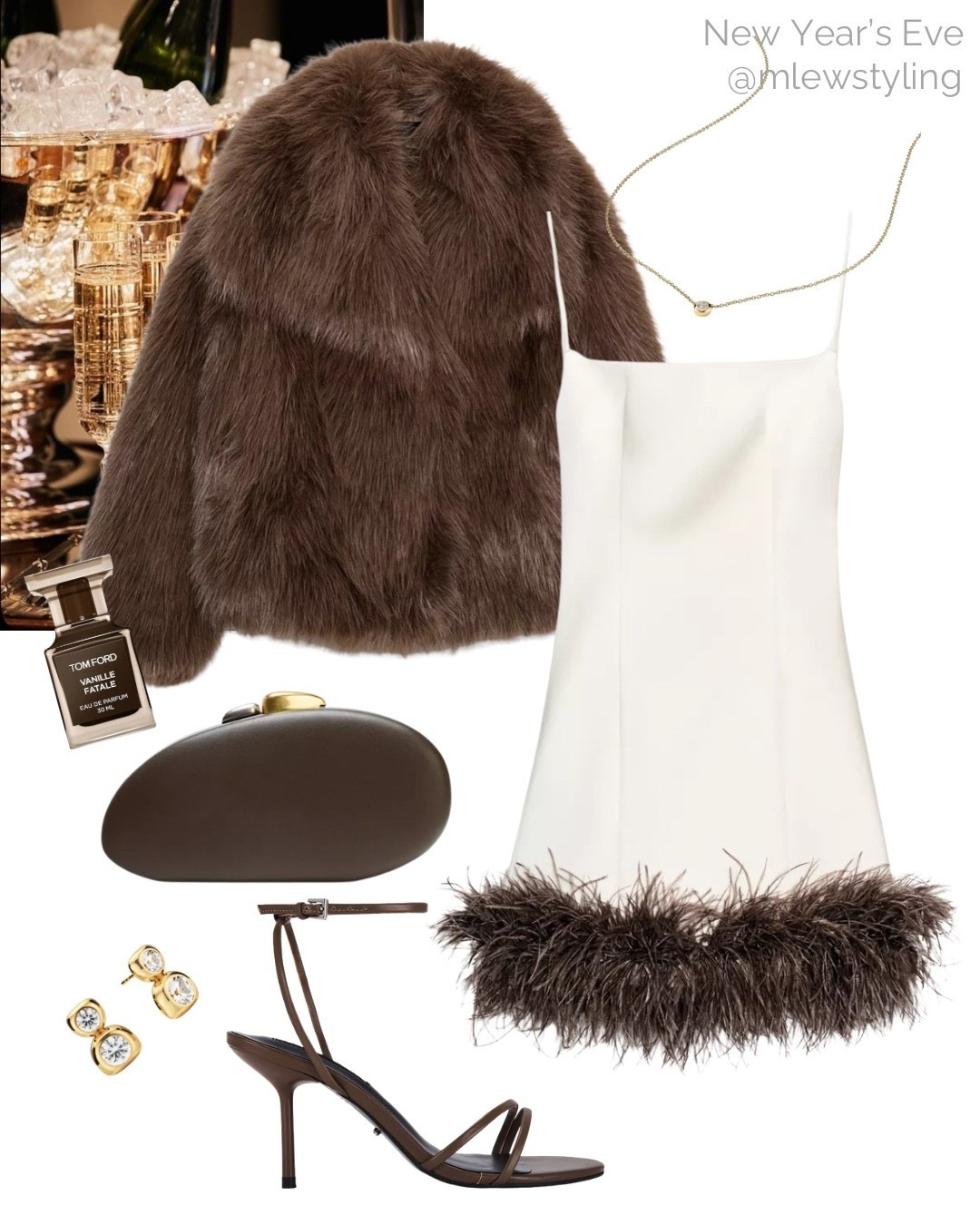 NYE outfit with a feather mini dress 🍾🍾

Tags: holiday party outfit, New Year’s Eve, chocolate brown clutch bag, tom ford perfume, high heeled sandals, Zara faux fur coat, Mejuri diamond necklace, Christmas party look

#LTKHoliday #LTKGiftGuide #LTKootd