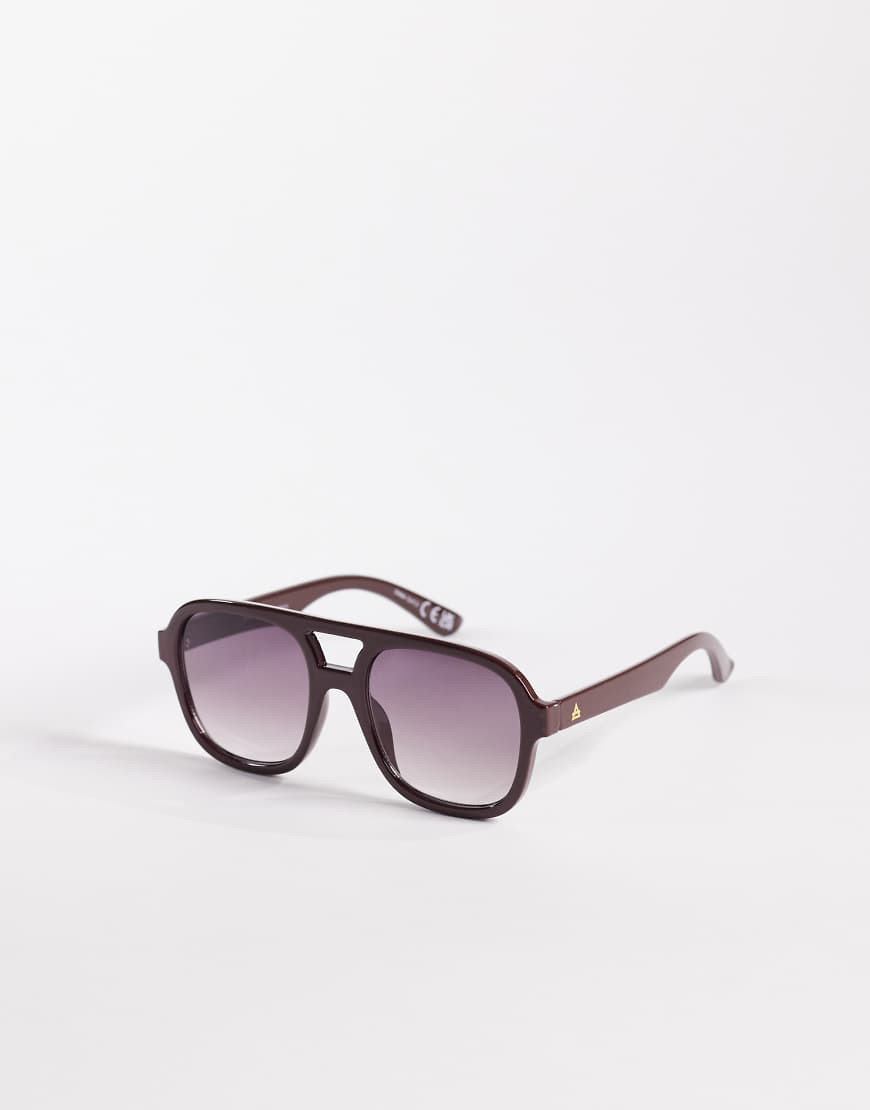 AIRE whirlpool aviator sunglasses in burgundy with smoke lens-Red | ASOS (Global)