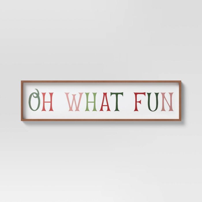 40" x 10" Oh What Fun Wood Framed Wall Canvas Brown - Threshold™ | Target