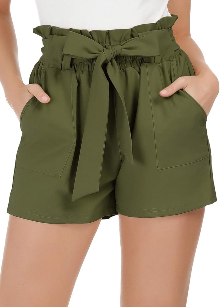 GRACE KARIN Women Bowknot Tie Waist Summer Casual Shorts with Pockets | Amazon (US)