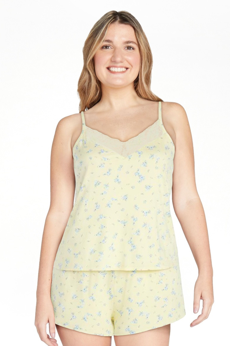 Joyspun Women\u2019s Dreamy Soft Collection Lace Trim Knit Cami and Shorts Set, Sizes XS-3X | Walmart (US)