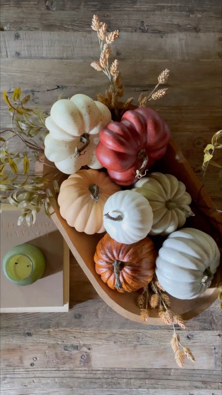 Loving these faux fall pumpkins added to my large bread bowl. Goes great on the coffee table in the barn house living room. 

#LTKhome #LTKSeasonal #LTKfindsunder50