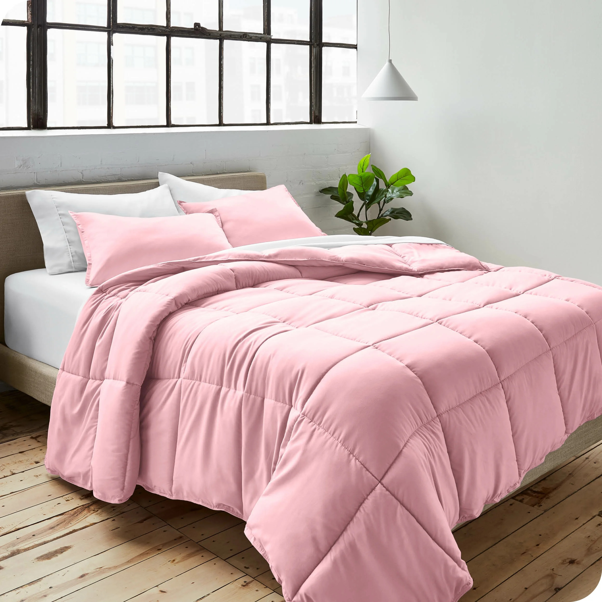 Bare Home Down Alternative Comforter Set - 3-Pieces - All Seasons - Full, Light Pink | Walmart (US)