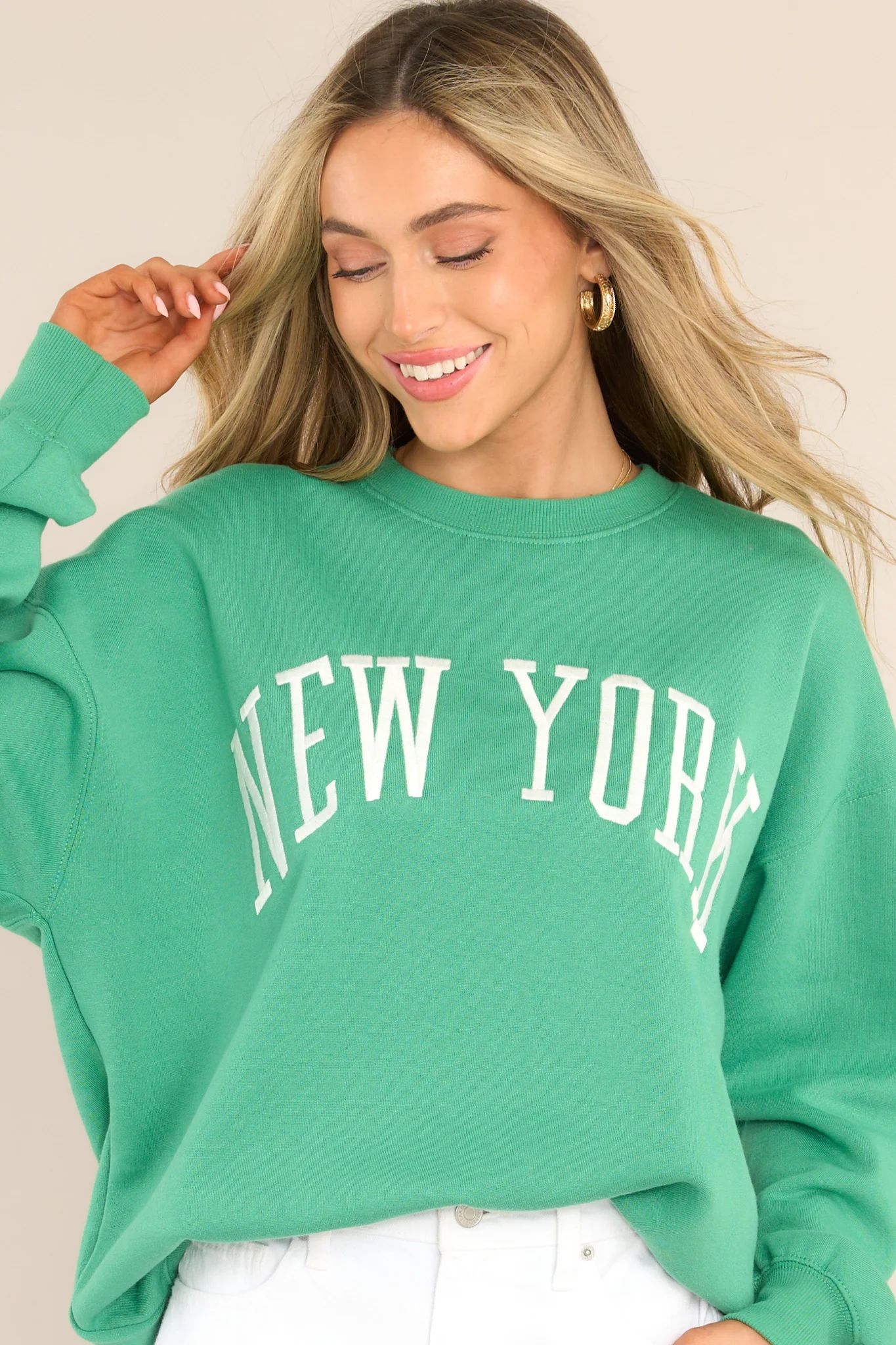 Concrete Jungle Green Embroidered Sweatshirt | Red Dress 