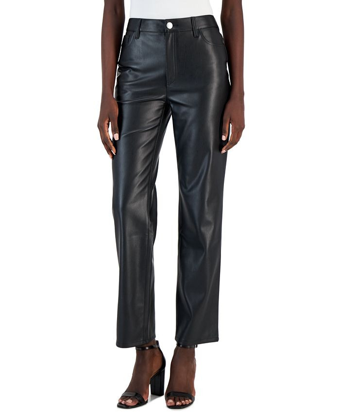 Faux-Leather Straight-Leg Pants, Created for Macy's | Macys (US)