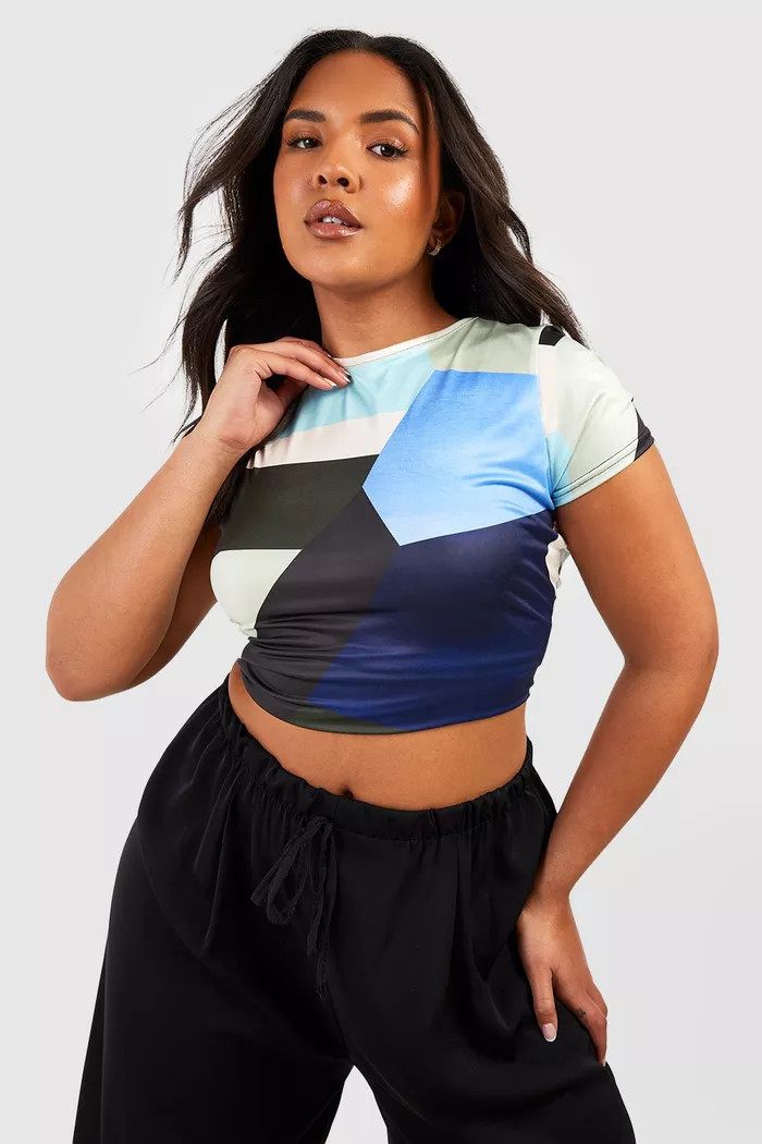 Plus Abstract Slinky Cap Sleeve Top | Boohoo.com (US & CA)