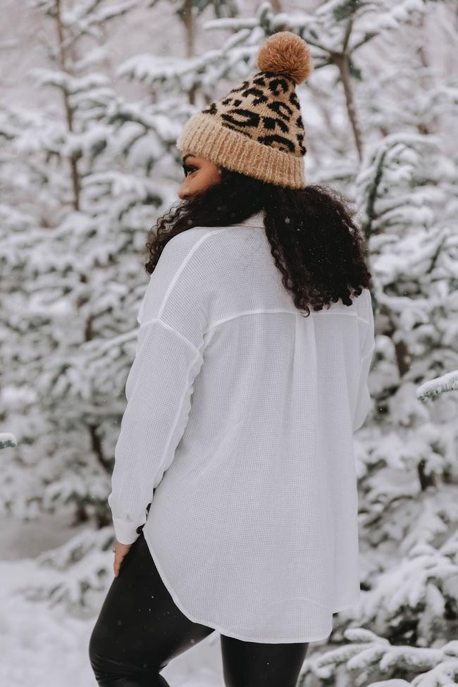 Reliable Love Ivory Waffle Knit Blouse | The Pink Lily Boutique