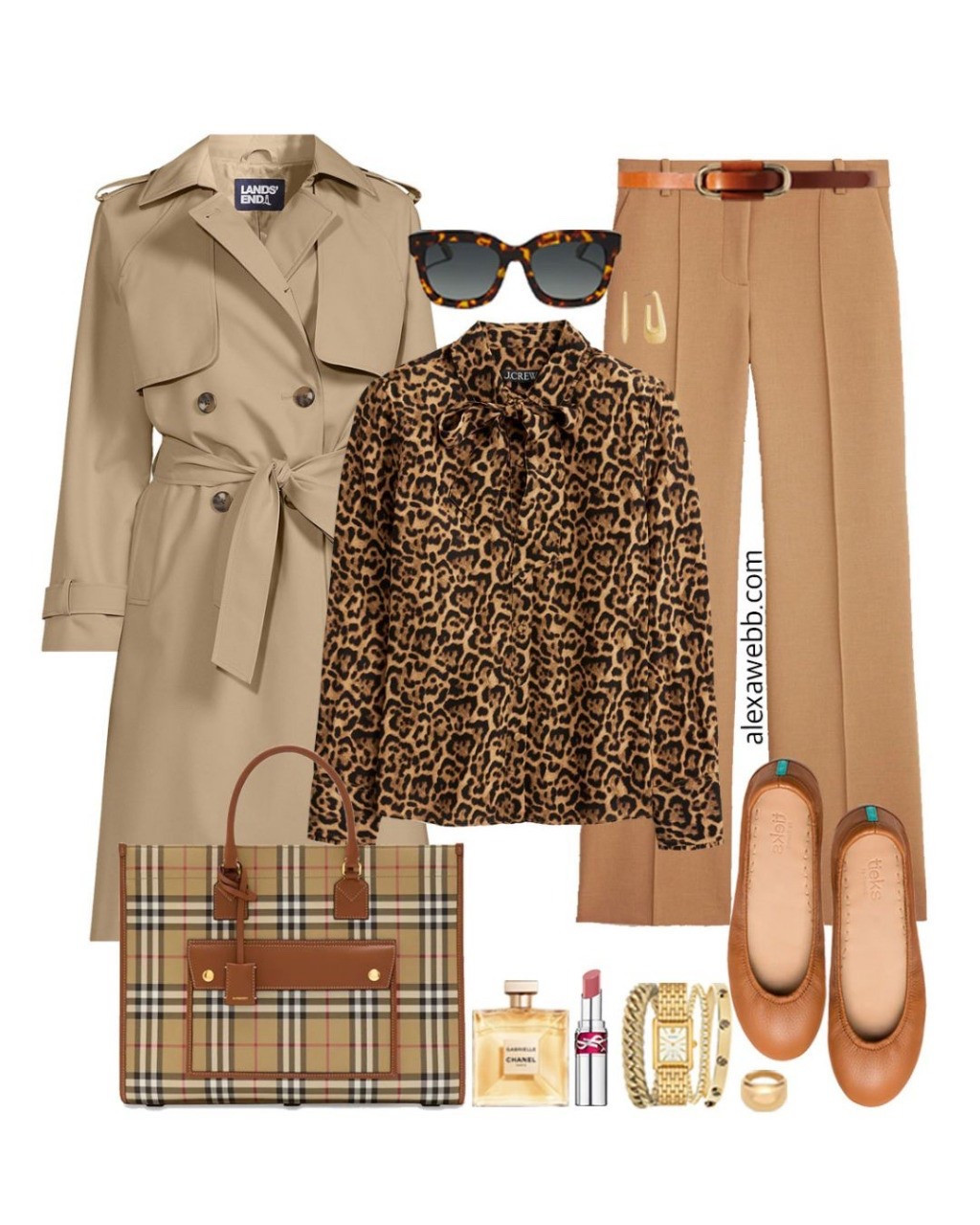 Plus Size Spring Work Capsule 2025 - Part 2 - A plus size business casual and professional work capsule wardrobe for spring. A plus size work outfit idea with camel trousers, leopard blouse, and tan flats. Alexa Webb #plussize

#LTKPlusSize #LTKWorkwear #LTKStyleTip