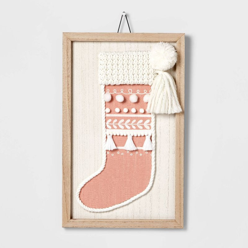 10" Knit Stocking with Wood Frame Wall Sign - Wondershop™ | Target
