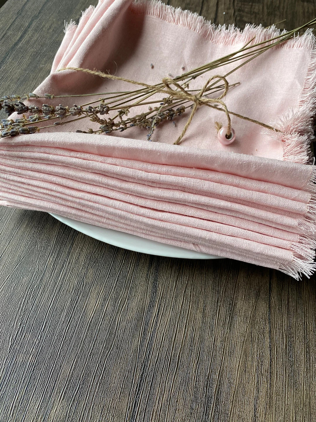 Cottage Core Pink Linen Napkins: Frayed Edge Napkins - Etsy | Etsy (US)