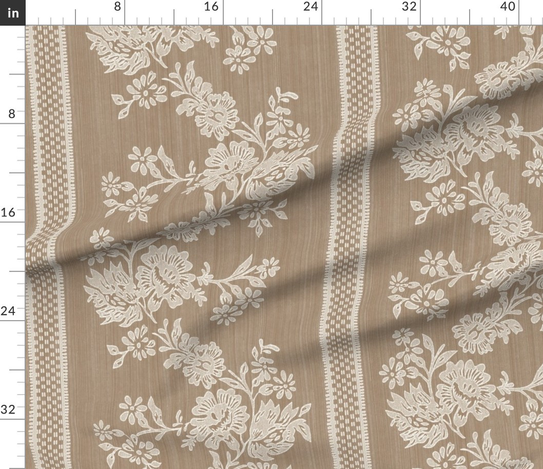 REVERSE Historic Garland Press BARK ON CREAM Fabric | Spoonflower | Spoonflower