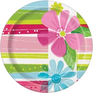 7"" Striped Spring Flowers Party Plates, 8Ct By Unique | Michaels® | Michaels Stores