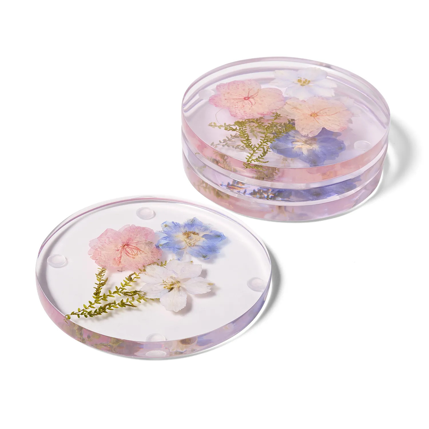 Sur La Table Resin Pressed Flower Coasters, Set of 4 | Sur La Table