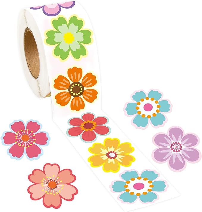 500pcs Flower Stickers for Kids Spring Summer Roll Sticker for Envelopes Cards Party Supply Decor... | Amazon (US)