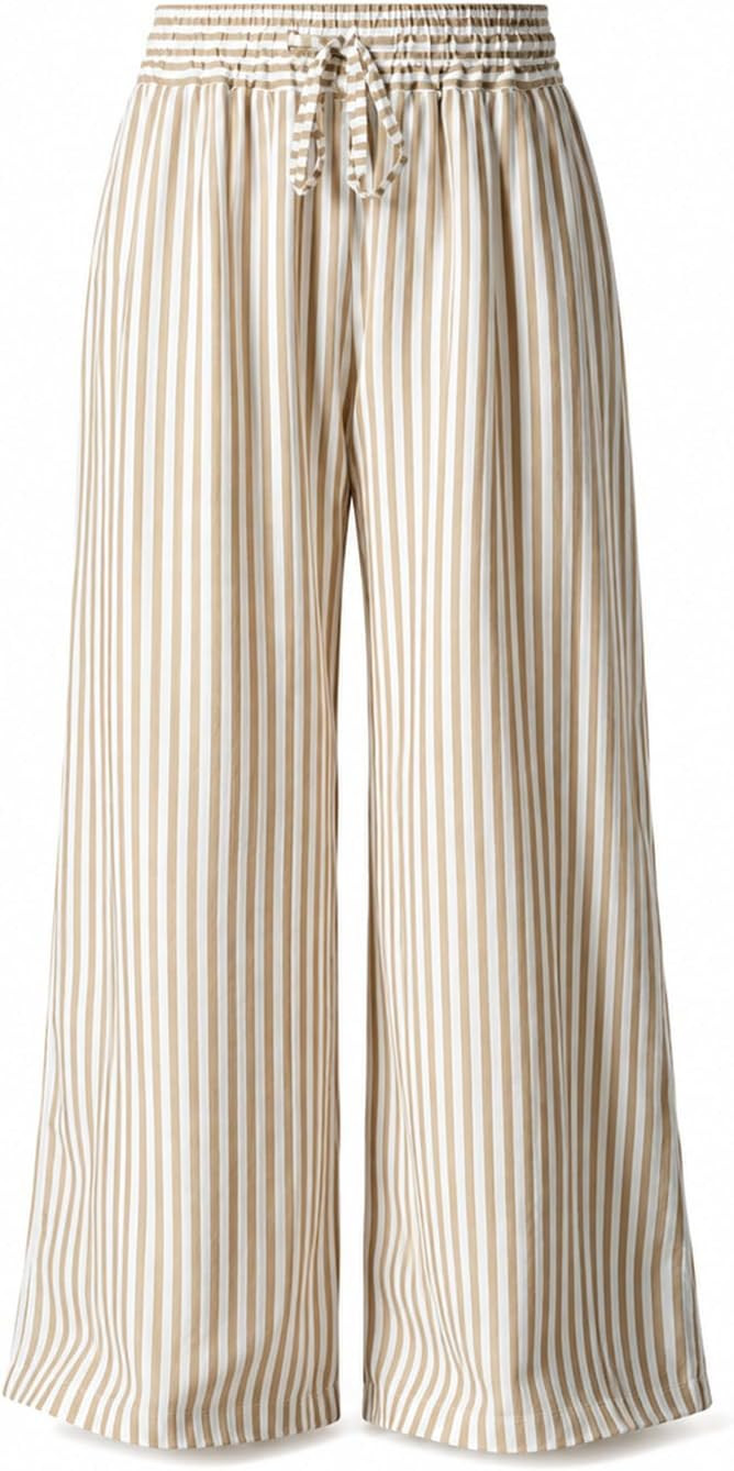 Acelitt Women Drawstring Elastic Waist Wide Leg Pants with Pockets, S-XXL | Amazon (US)