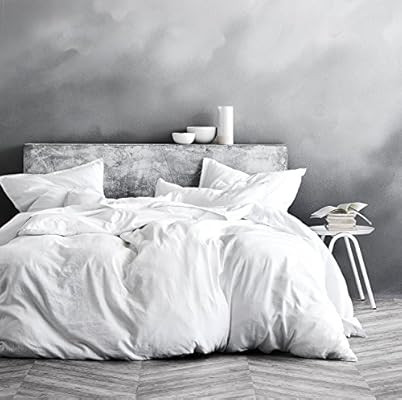 Eikei Cotton Wrinkle/Fade Resistance/Soft, 300 Thread Count, Solid 3-Piece Bed Sheet Set (1 Duvet... | Amazon (US)