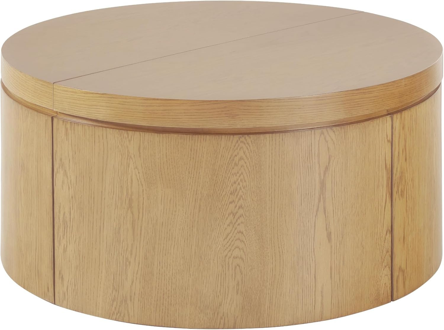 Walker Edison Maya Modern Solid Oak Wood Veneer Coffee Table with Storage, 36 Inch, White Oak | Amazon (US)