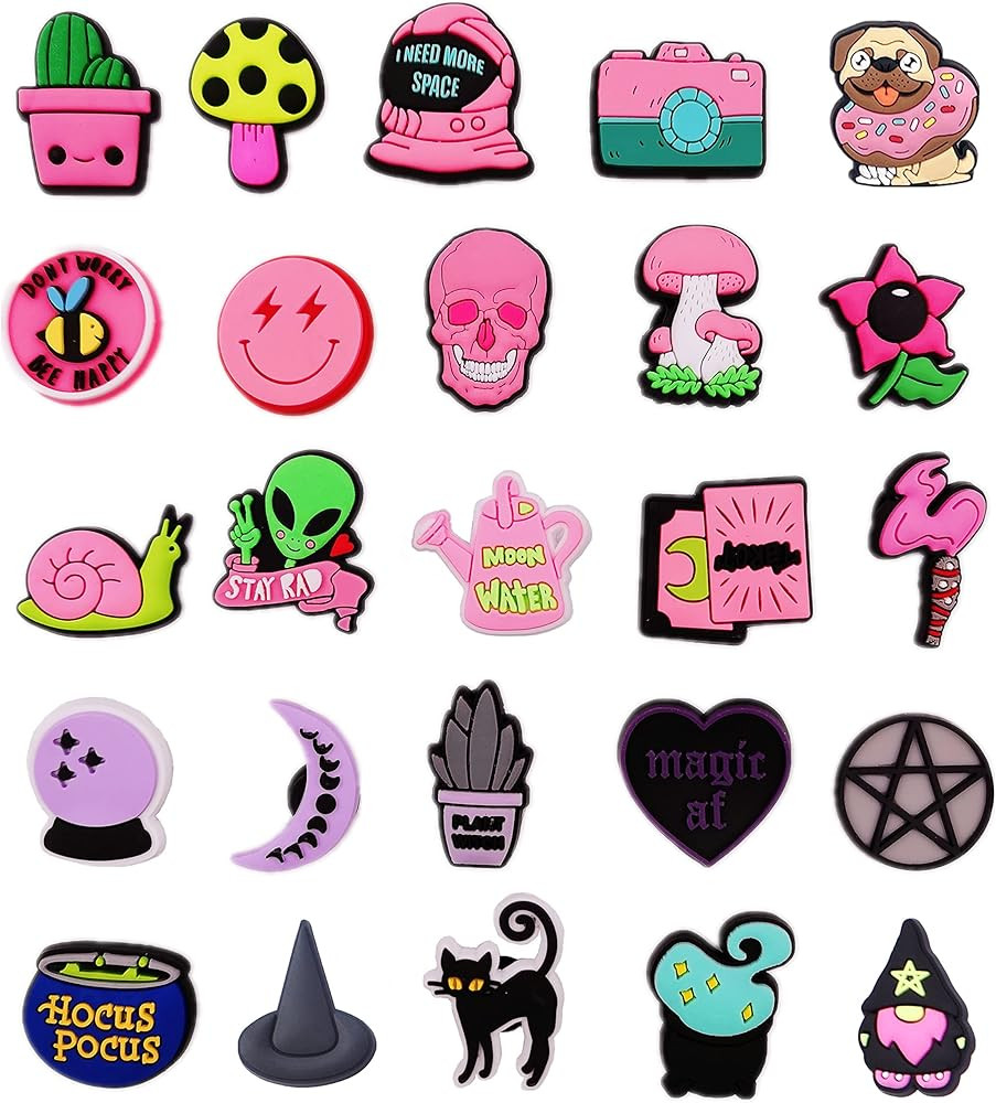 Shoe Charms Pink Witch Goth Dog Cat Cowgirl Clogs Shoe Decoration | Amazon (US)