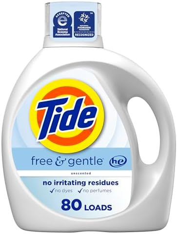 Tide Free & Gentle Liquid Laundry Detergent, 80 Loads, 105 fl oz, Tide Laundry Detergent, Clean L... | Amazon (US)