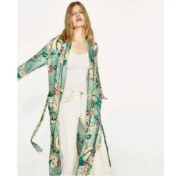 Suzicca Vintage Women Retro Floral Print Long Kimono Coat Jacket Long Sleeve Cardigan Maxi Shawl ... | Walmart (US)