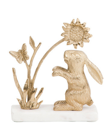 Bunny With Sunflower On Marble Base | TJ Maxx