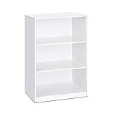 FURINNO JAYA Simple Home 3-Tier Adjustable Shelf Bookcase, White | Amazon (US)