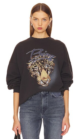 Harvey Leopard Crew in Vintage Black | Revolve Clothing (Global)