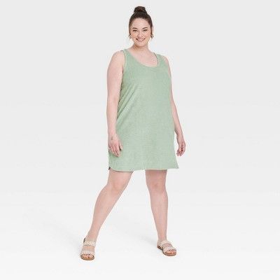 Women&#39;s Plus Size Terry Tank Dress - A New Day&#8482; Green 1X | Target