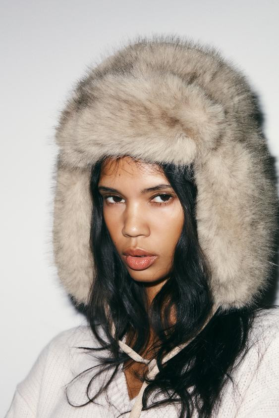 FAUX FUR AVIATOR HAT | Zara US