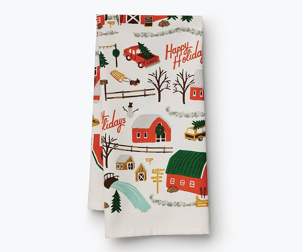 RIFLE PAPER CO. Christmas Tree Farm Towel, 10" L x 6" W, Add Color to You Kitchen with Vibrant Sc... | Amazon (US)
